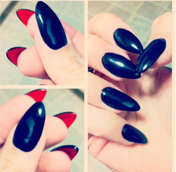 uñas rojo negro