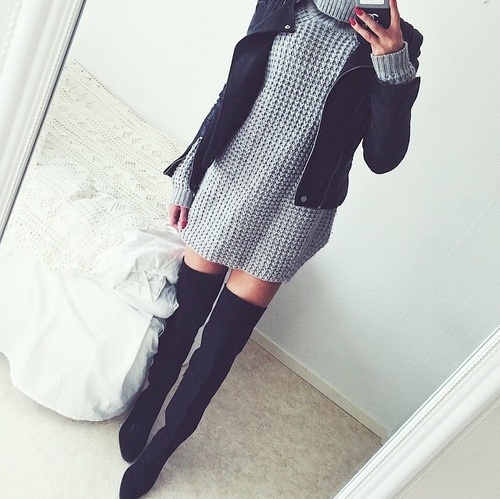 botas largas vestido