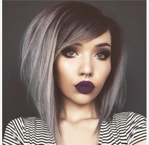 cabello gris morado