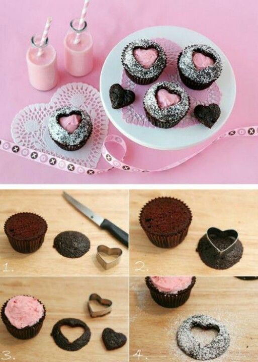 cupcakes corazones