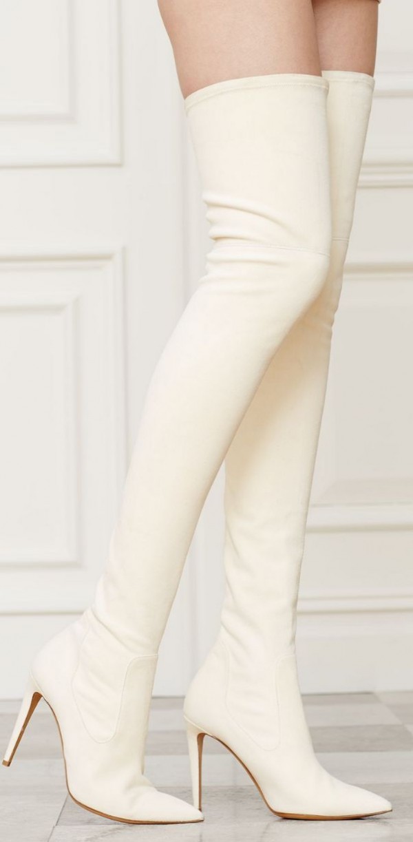 botas rodilla blancas