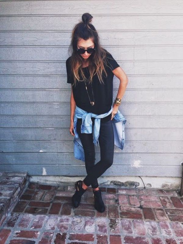 all black con blusa mezclilla