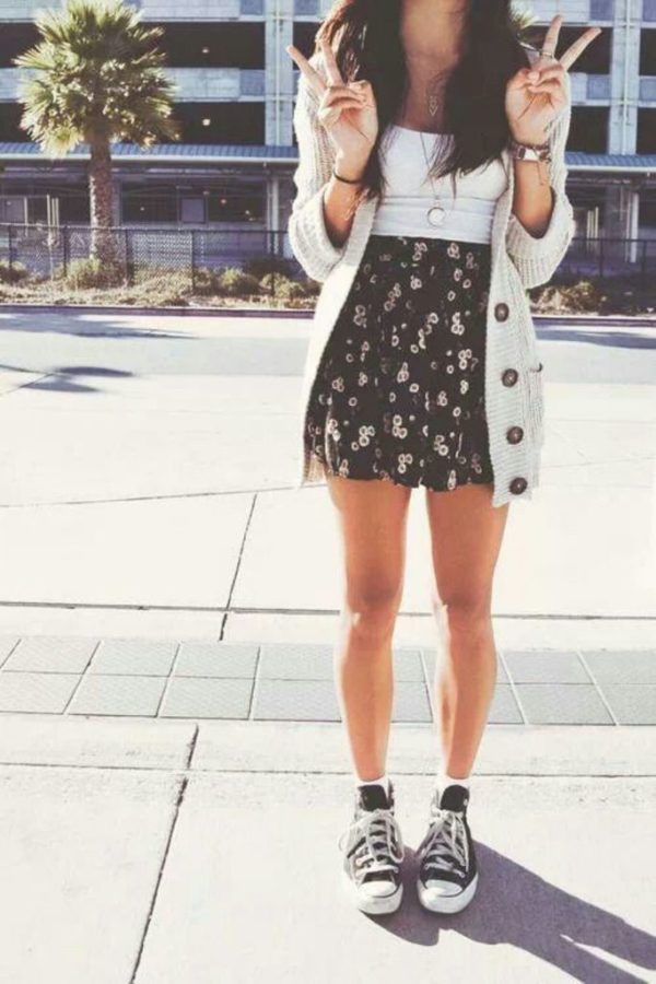 outfit falda y sueter